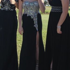 Black and rhinestones prom dress